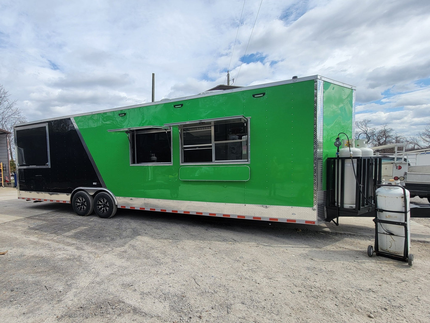 Concessions Trailer 8.5' X 30' Black and Green Food Event Catering - SLE Equipment - 1