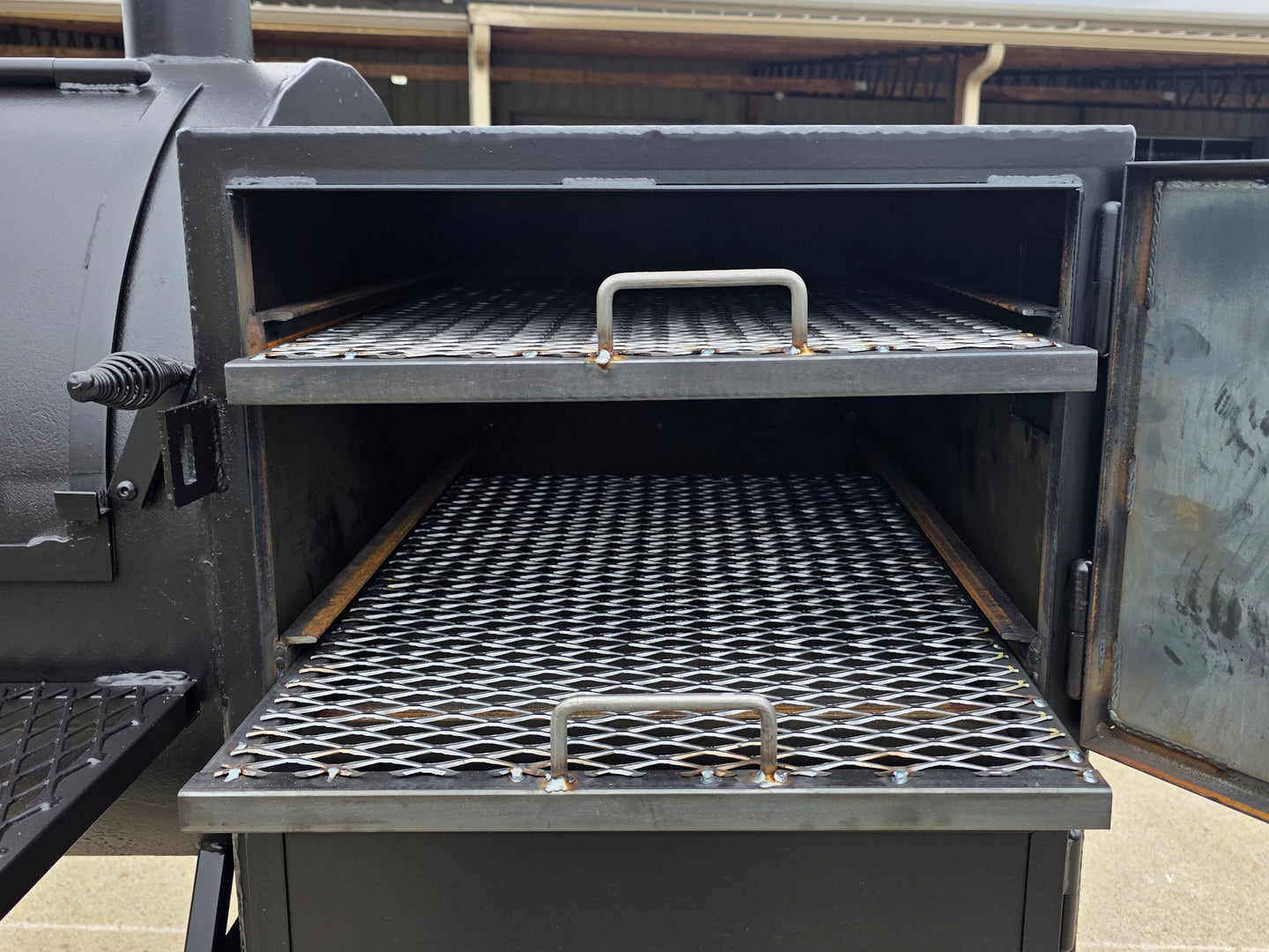 BBQ Smoker 250 Gallon Reverse Flow Patio BBQ Cooker - SLE Equipment - 17