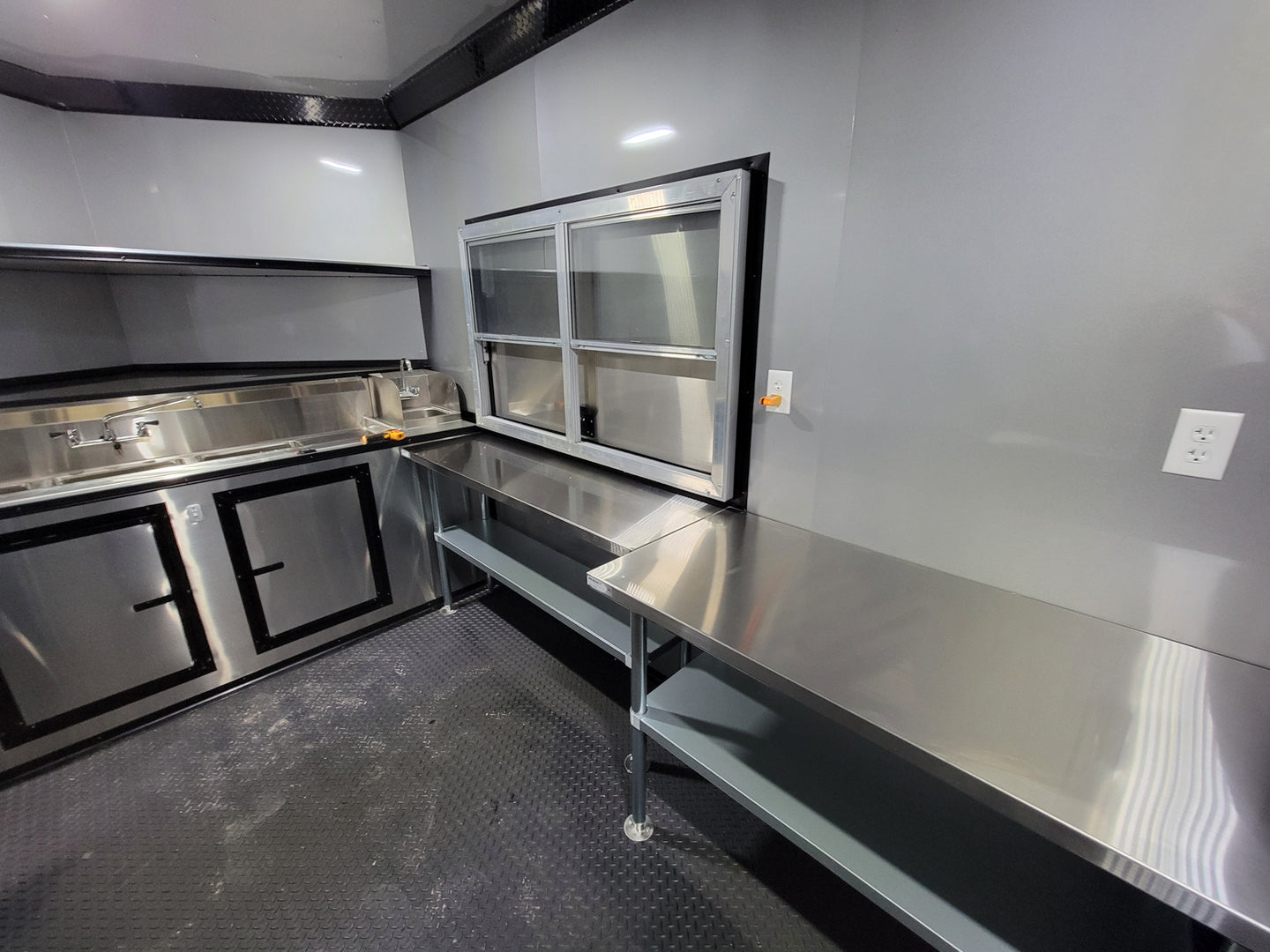 8.5' X 22' Custom BBQ Concession Trailer Victory Red With 8' Porch Black and Blackout Trim - SLE Equipment - 11