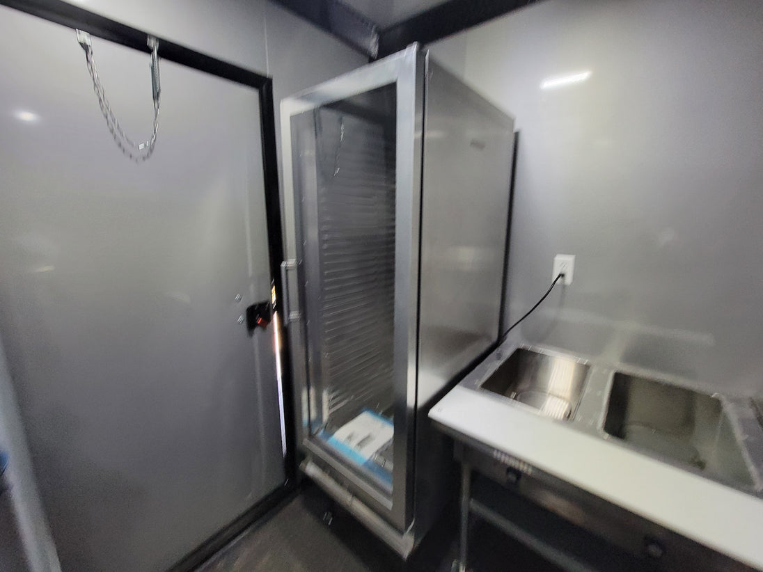 8.5' X 22' Custom BBQ Concession Trailer Victory Red With 8' Porch Black and Blackout Trim - SLE Equipment - 13
