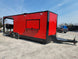 8.5' X 22' Custom BBQ Concession Trailer Victory Red With 8' Porch Black and Blackout Trim - SLE Equipment - 1