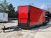 8.5' X 22' Custom BBQ Concession Trailer Victory Red With 8' Porch Black and Blackout Trim - SLE Equipment - 8
