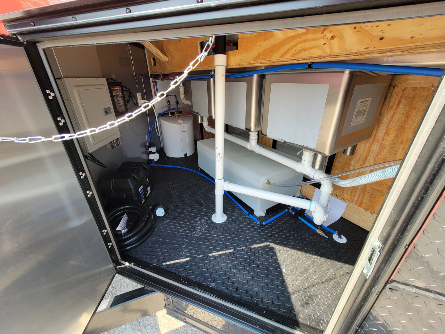 8.5' X 22' Custom BBQ Concession Trailer Victory Red With 8' Porch Black and Blackout Trim - SLE Equipment - 16
