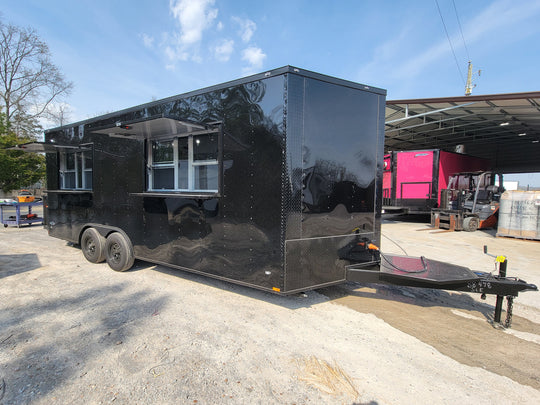 8.5' X 20' Custom Concession Trailer Black With Blackout Food Event Catering - SLE Equipment - 1