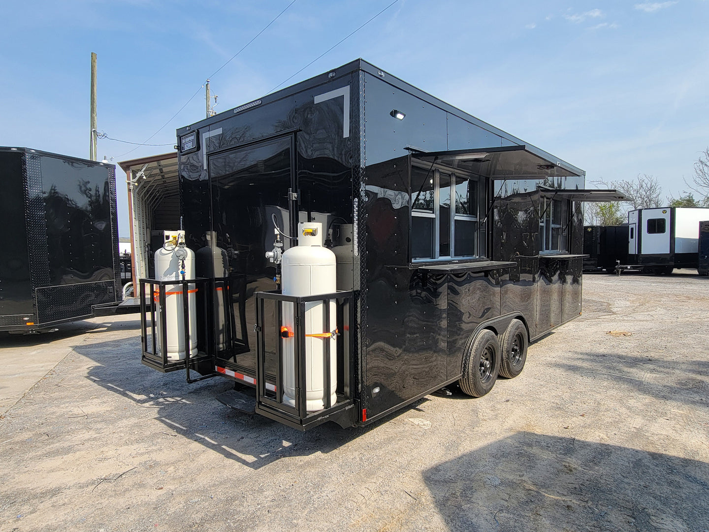 8.5' X 20' Custom Concession Trailer Black With Blackout Food Event Catering - SLE Equipment - 5