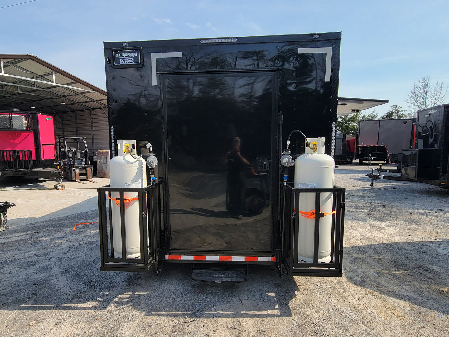 8.5' X 20' Custom Concession Trailer Black With Blackout Food Event Catering - SLE Equipment - 6
