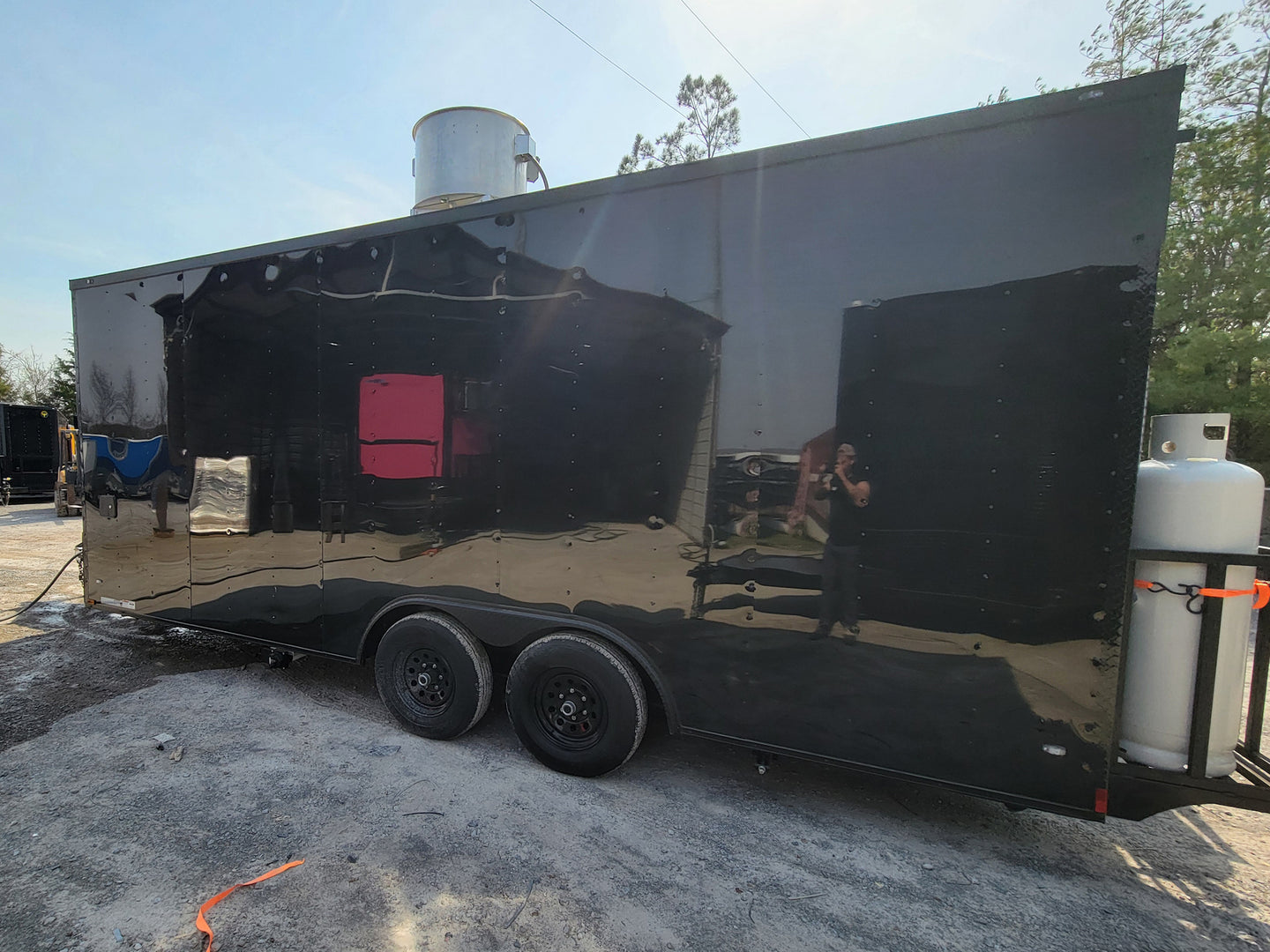 8.5' X 20' Custom Concession Trailer Black With Blackout Food Event Catering - SLE Equipment - 8