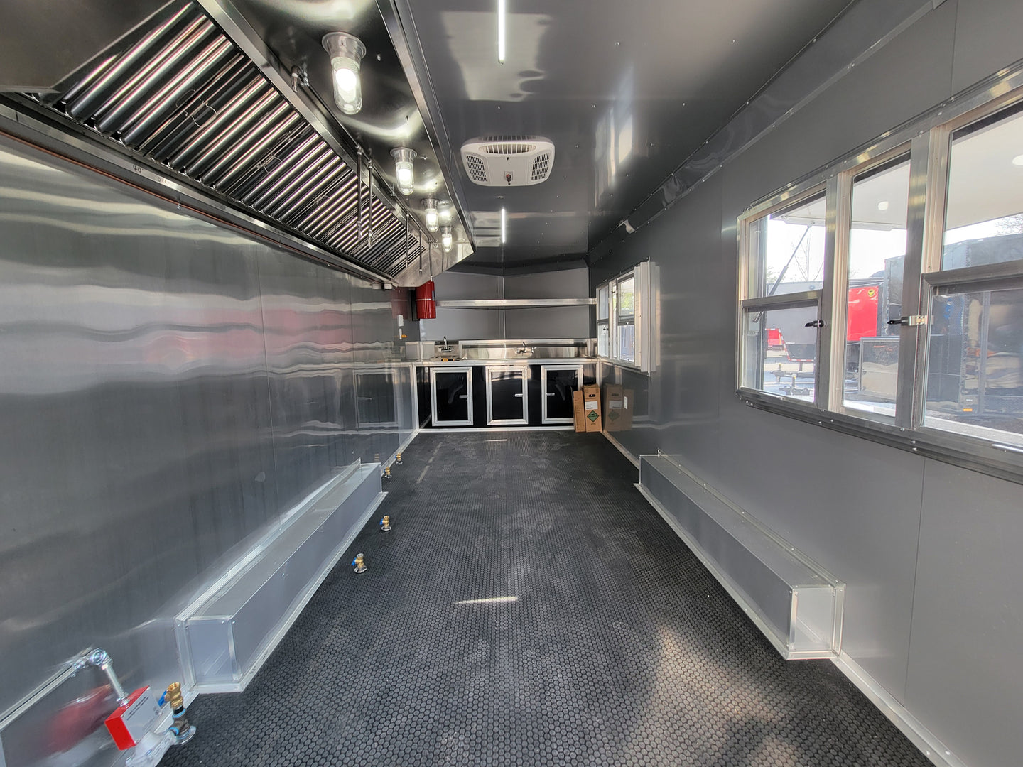 8.5' X 20' Custom Concession Trailer Black With Blackout Food Event Catering - SLE Equipment - 13