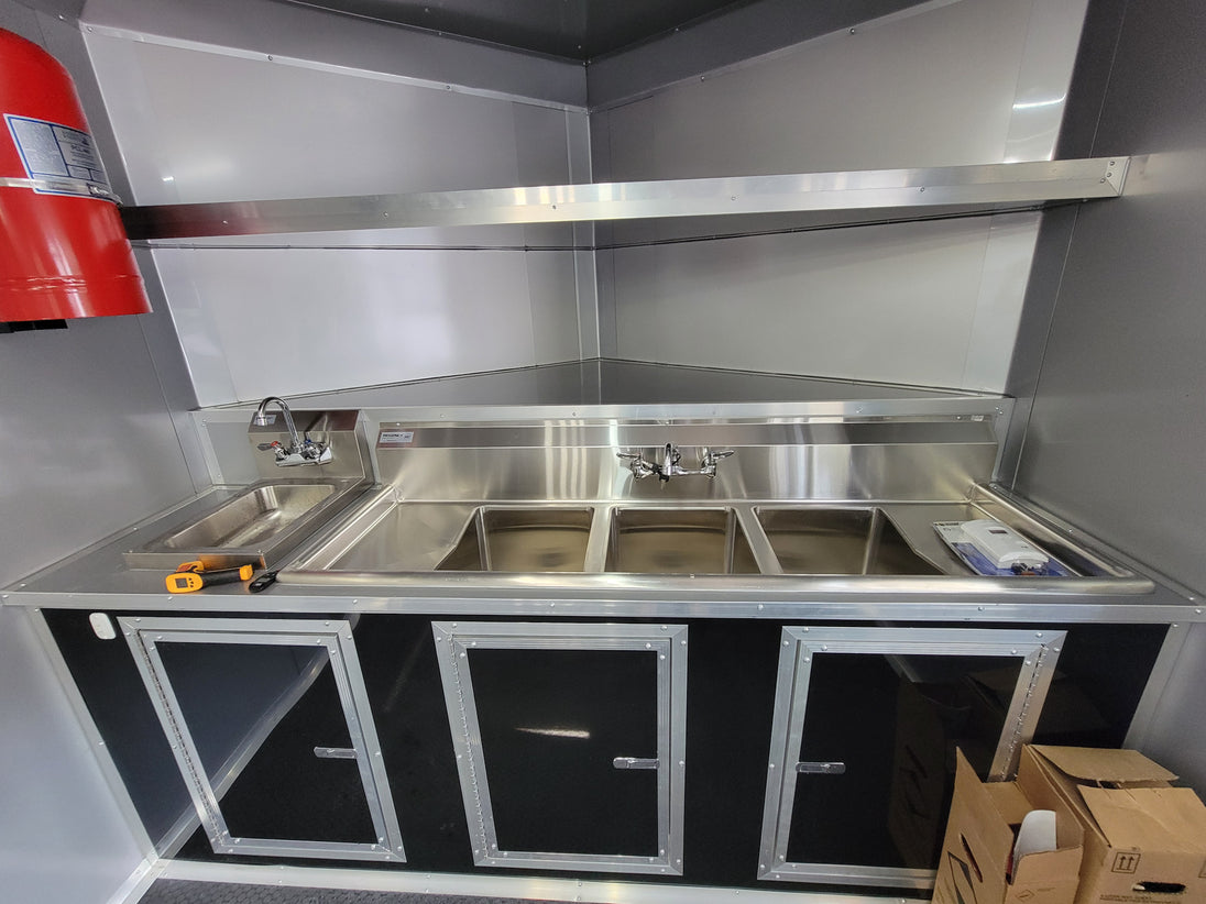 8.5' X 20' Custom Concession Trailer Black With Blackout Food Event Catering - SLE Equipment - 15