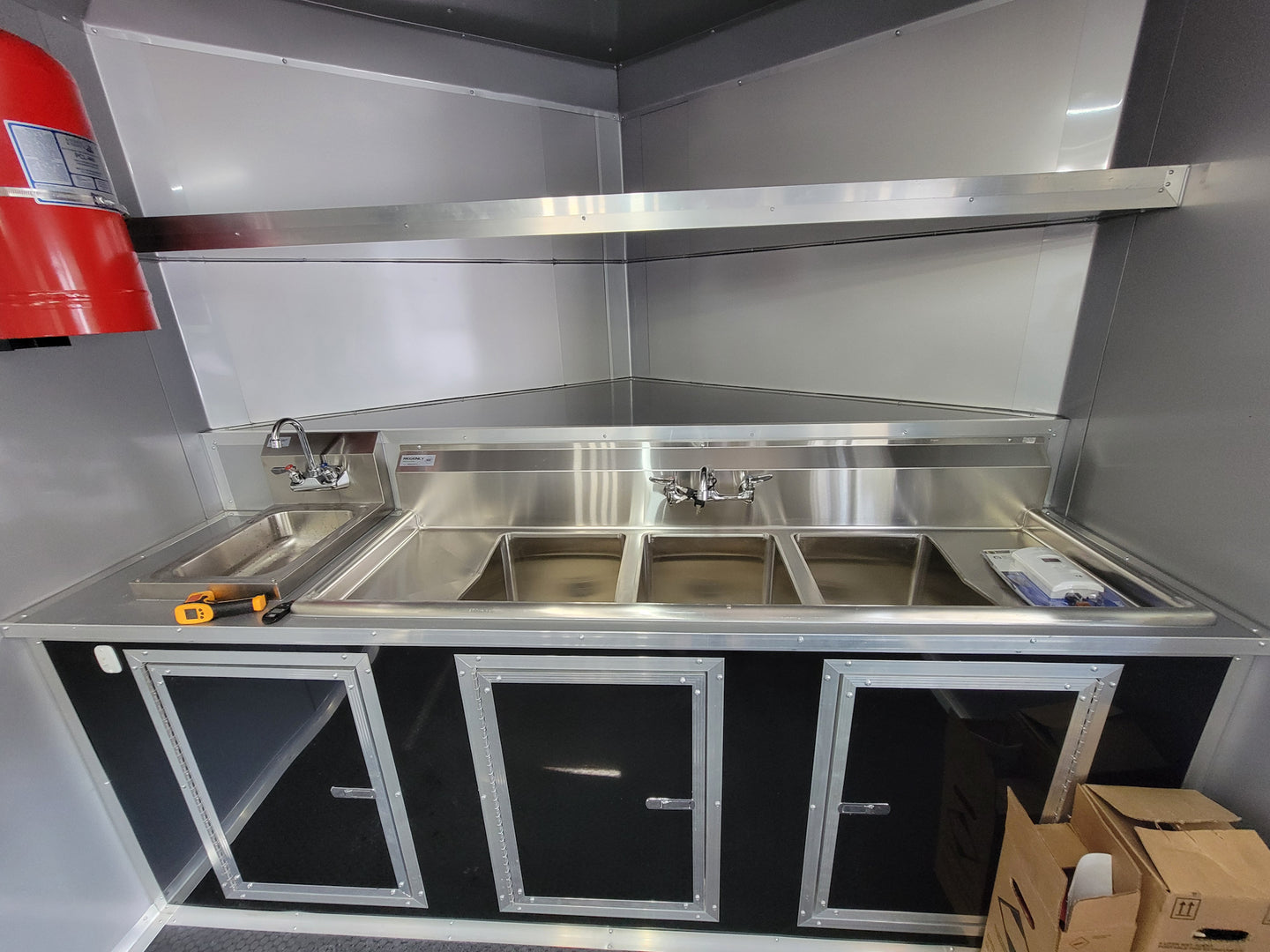 8.5' X 20' Custom Concession Trailer Black With Blackout Food Event Catering - SLE Equipment - 15