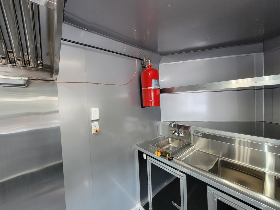 8.5' X 20' Custom Concession Trailer Black With Blackout Food Event Catering - SLE Equipment - 16