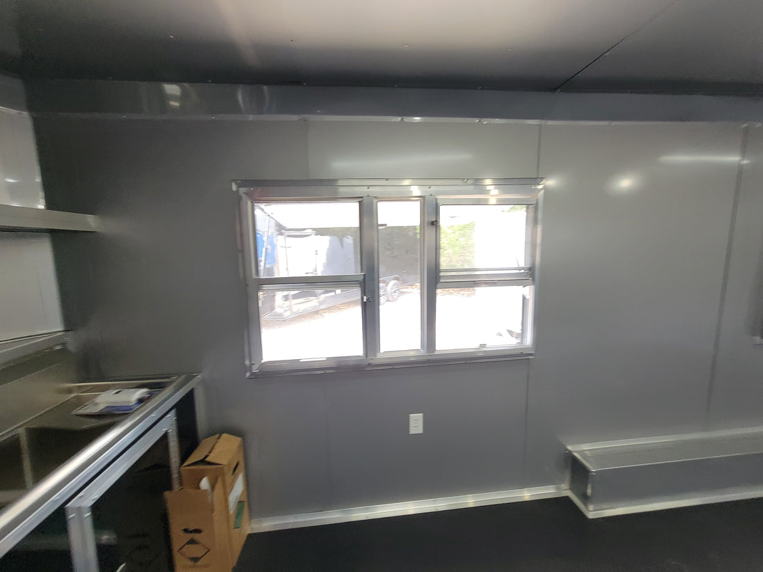 8.5' X 20' Custom Concession Trailer Black With Blackout Food Event Catering - SLE Equipment - 17