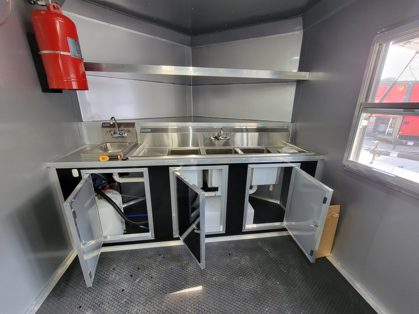 8.5' X 20' Custom Concession Trailer Black With Blackout Food Event Catering - SLE Equipment - 20