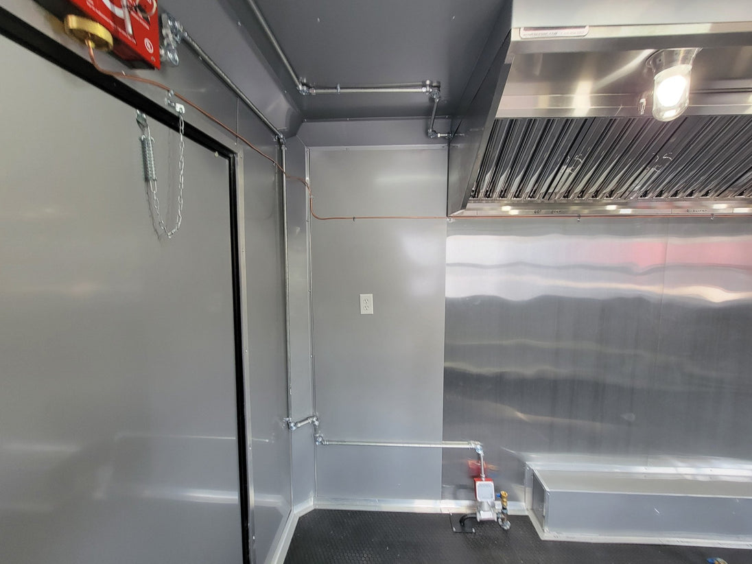 8.5' X 20' Custom Concession Trailer Black With Blackout Food Event Catering - SLE Equipment - 22