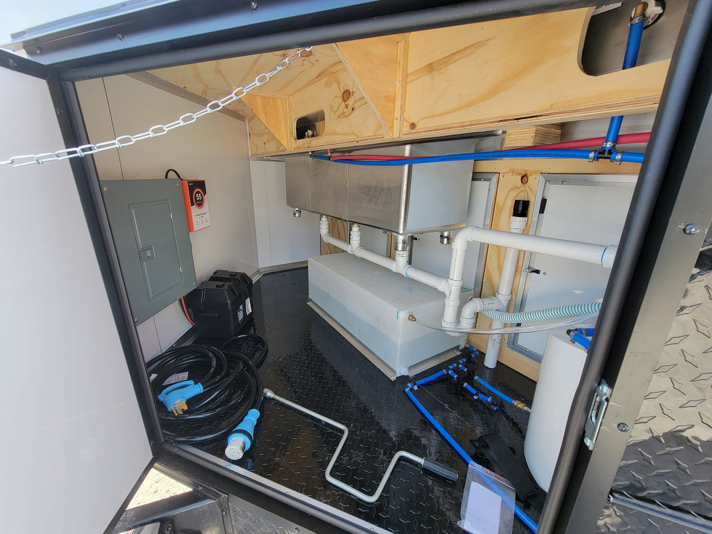 8.5' X 22' Concession Trailer With 8' Porch White With Blackout Trim BBQ Food Event Catering - SLE Equipment - 11
