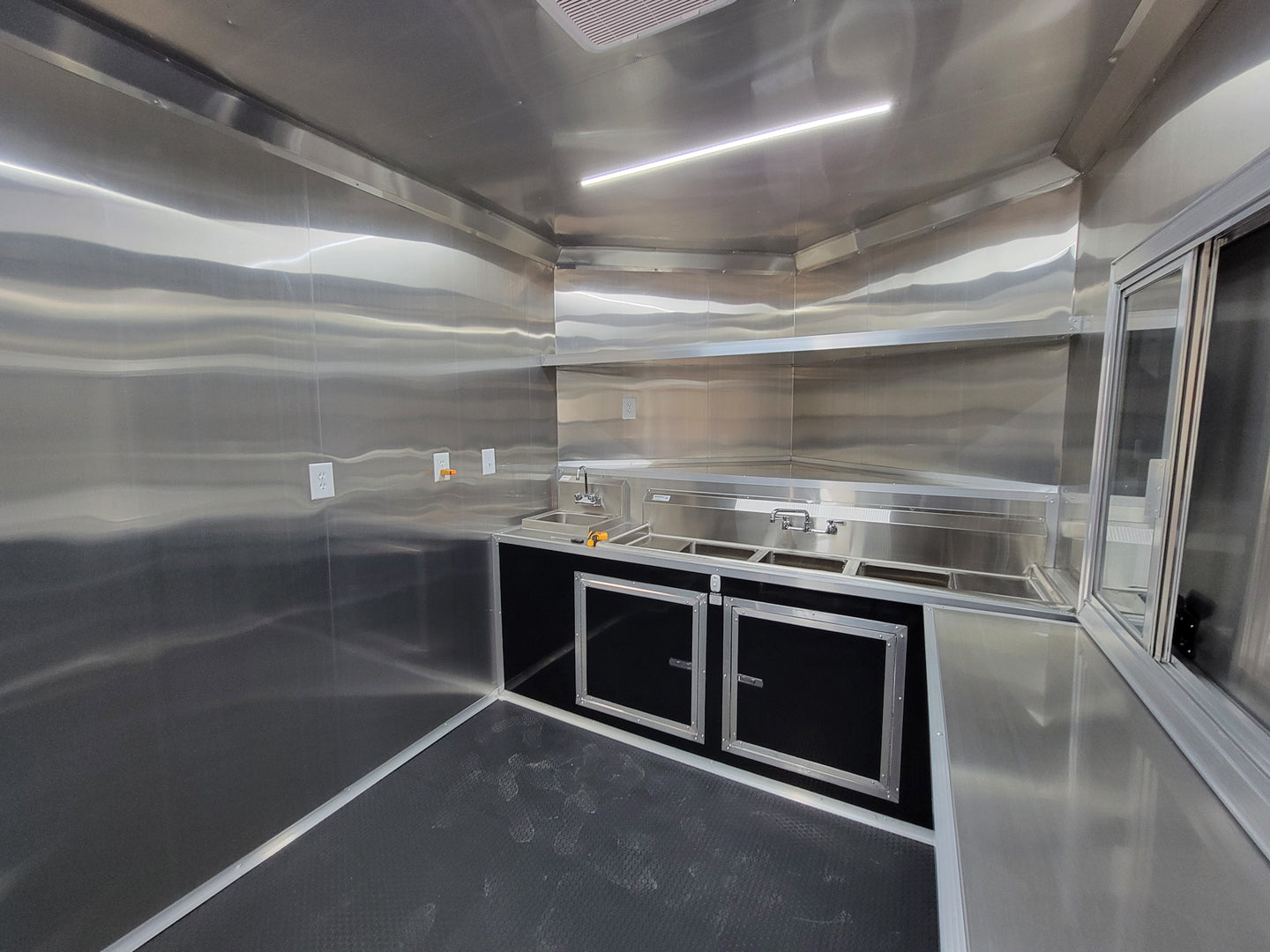 8.5' X 18' Black Concession Trailer With 8ft BBQ Porch Food Event Catering - SLE Equipment - 14