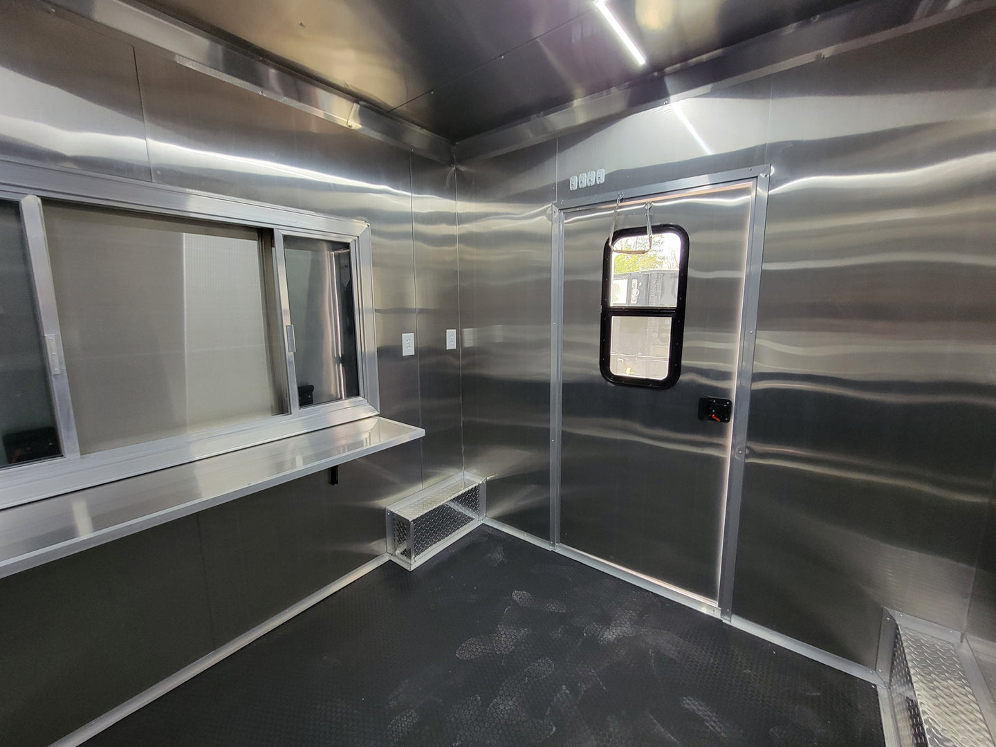 8.5' X 18' Black Concession Trailer With 8ft BBQ Porch Food Event Catering - SLE Equipment - 16