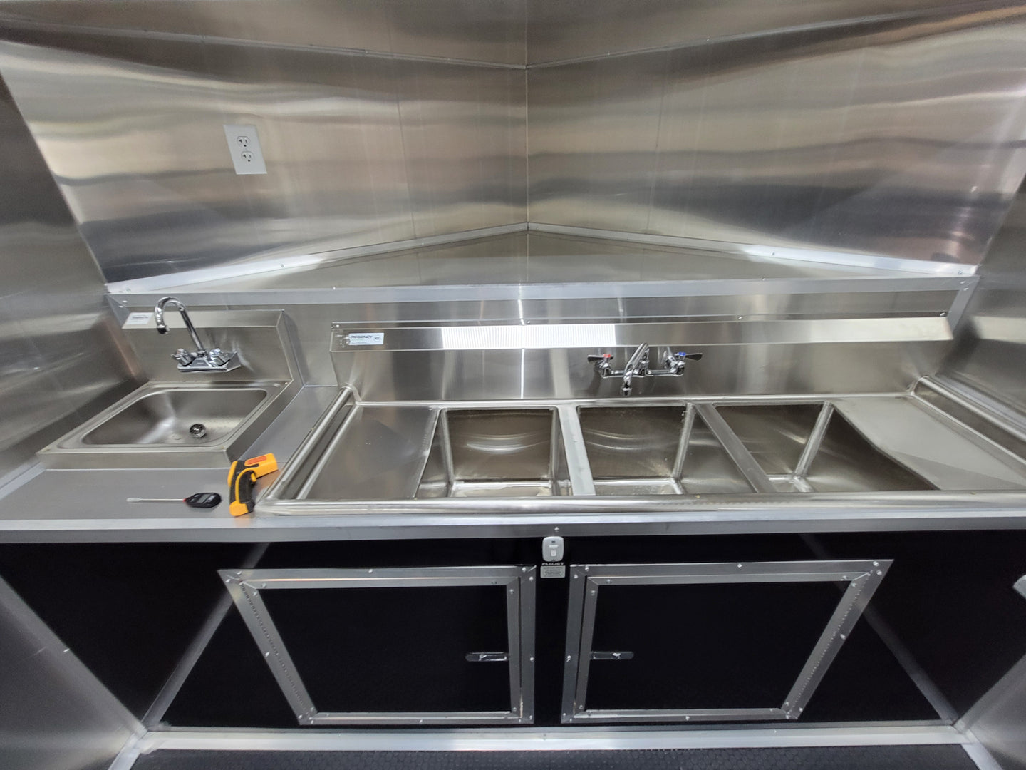 8.5' X 18' Black Concession Trailer With 8ft BBQ Porch Food Event Catering - SLE Equipment - 18