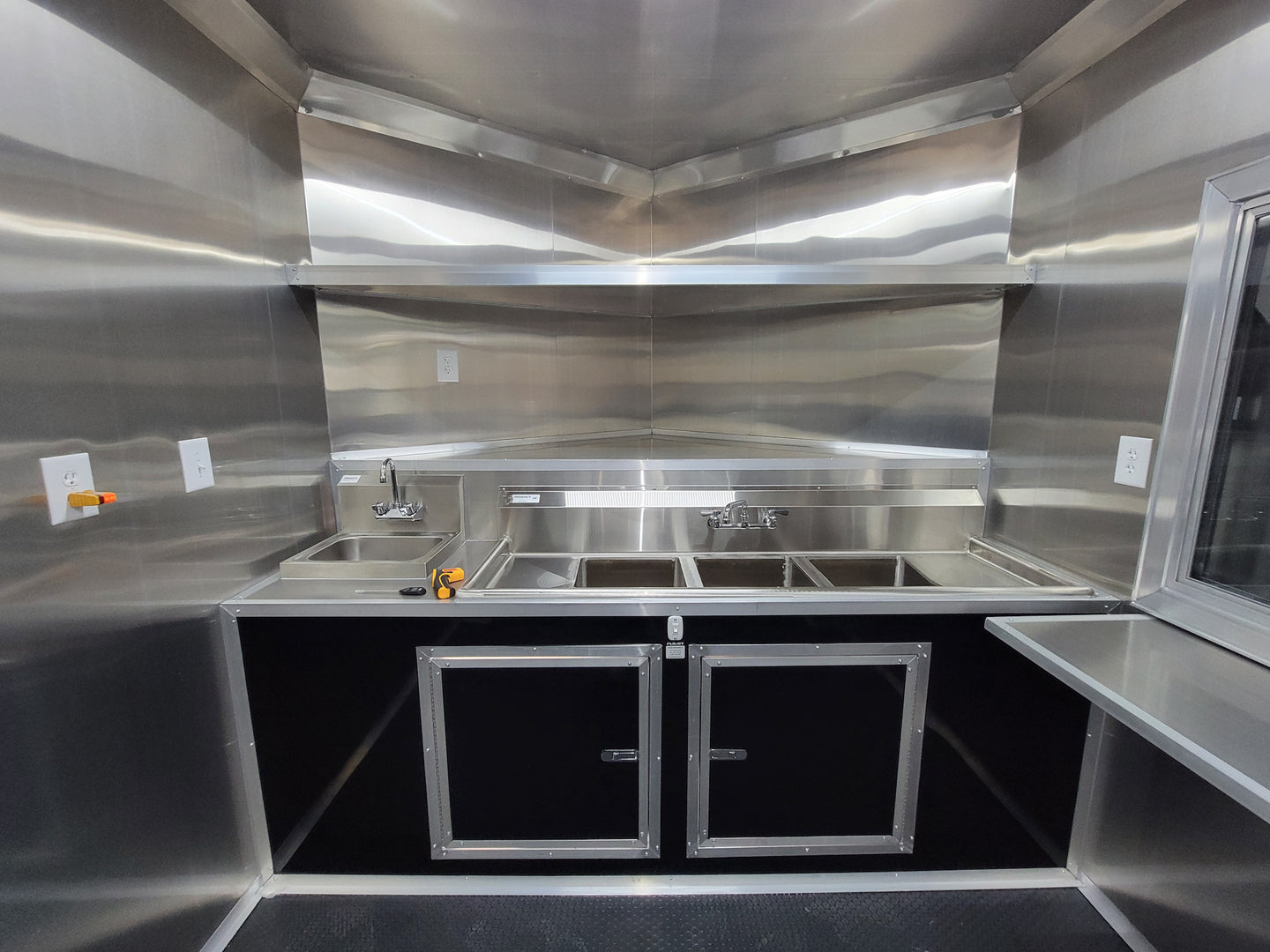8.5' X 18' Black Concession Trailer With 8ft BBQ Porch Food Event Catering - SLE Equipment - 19