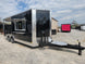8.5' X 18' Black Concession Trailer With 8ft BBQ Porch Food Event Catering - SLE Equipment - 1
