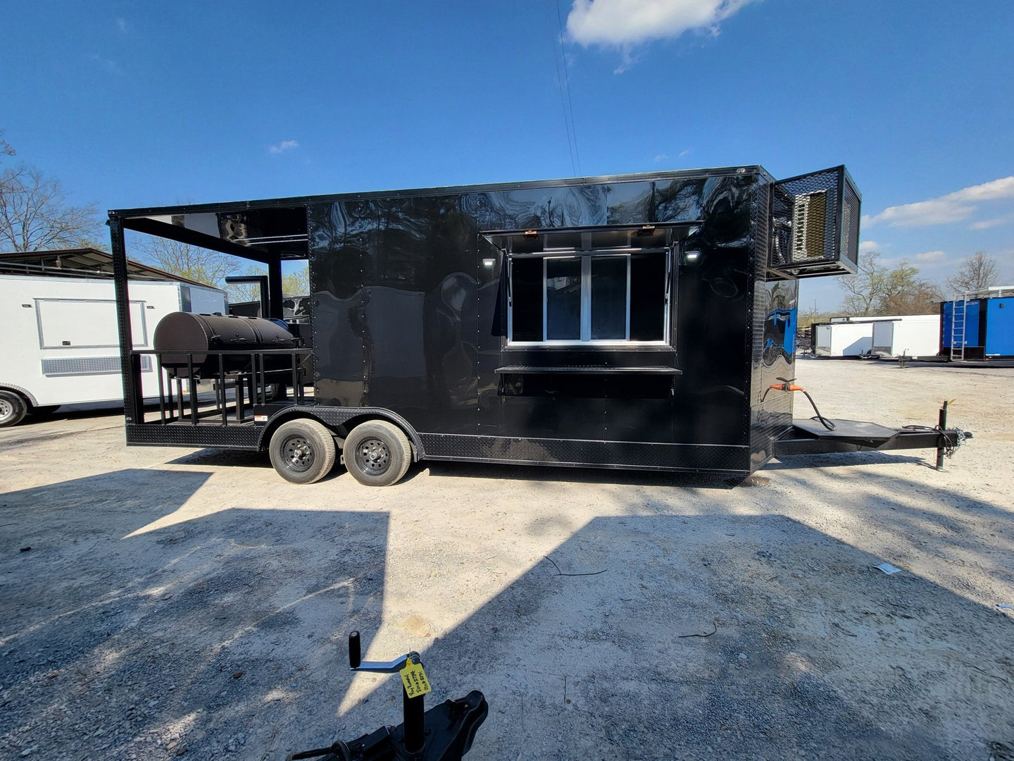 8.5' X 22' Concession Trailer Black With Blackout BBQ Event Catering 8' porch - SLE Equipment - 1