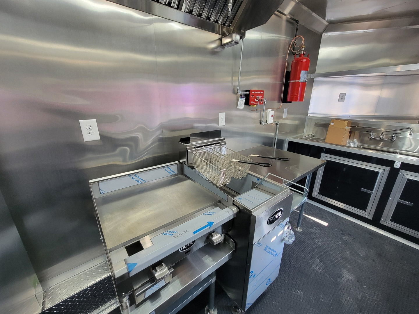 8.5' X 22' Concession Trailer Black With Blackout BBQ Event Catering 8' porch - SLE Equipment - 14