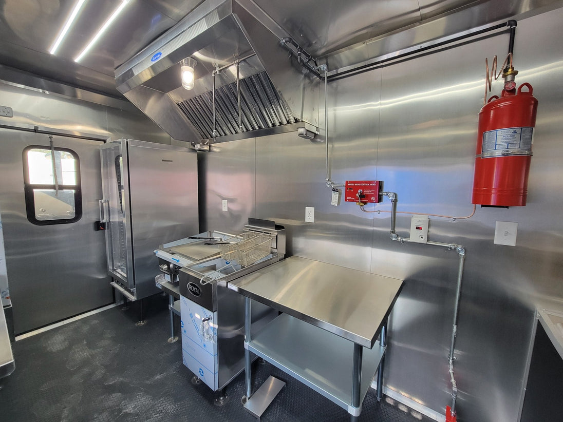 8.5' X 22' Concession Trailer Black With Blackout BBQ Event Catering 8' porch - SLE Equipment - 15