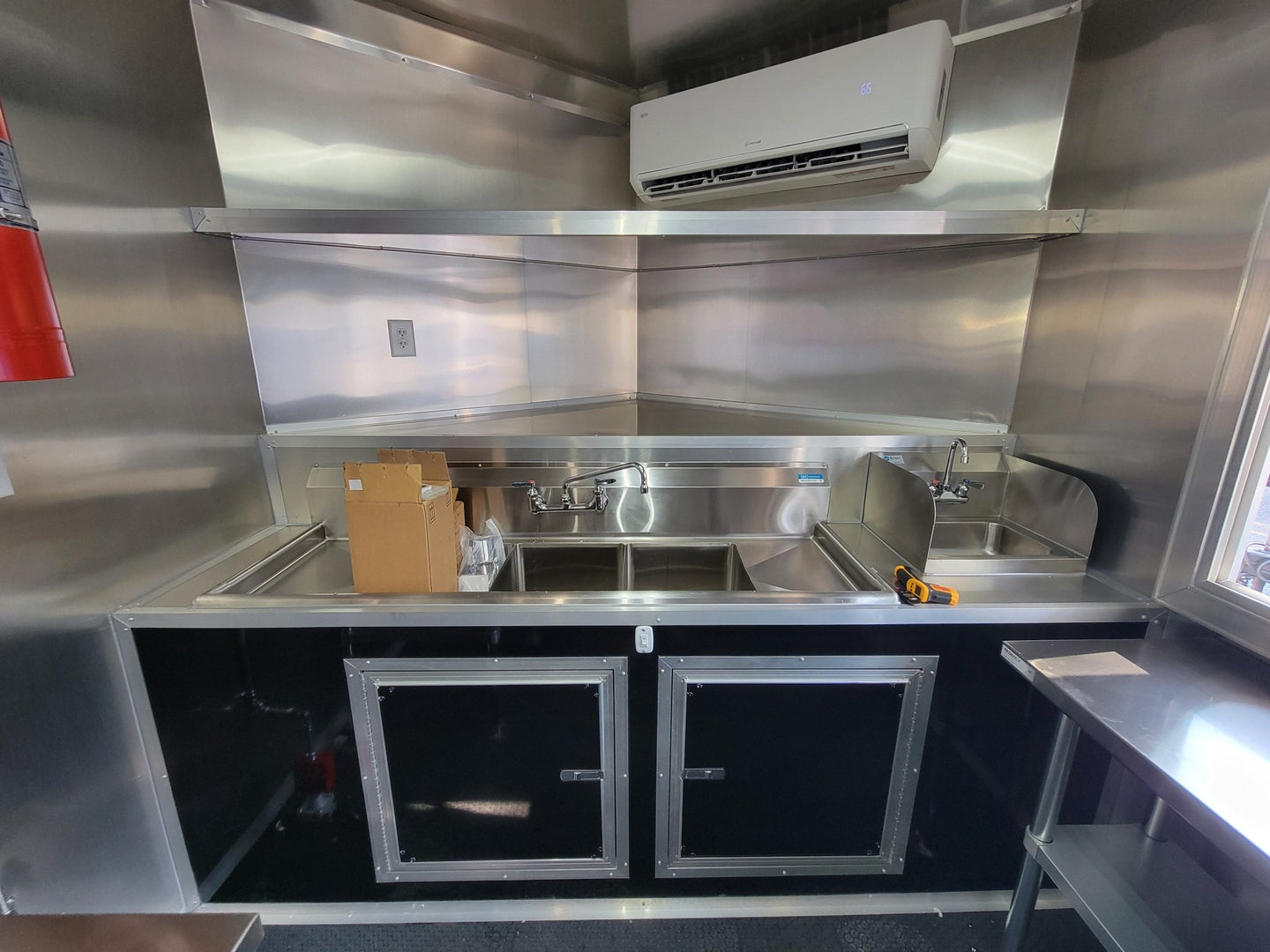 8.5' X 22' Concession Trailer Black With Blackout BBQ Event Catering 8' porch - SLE Equipment - 16
