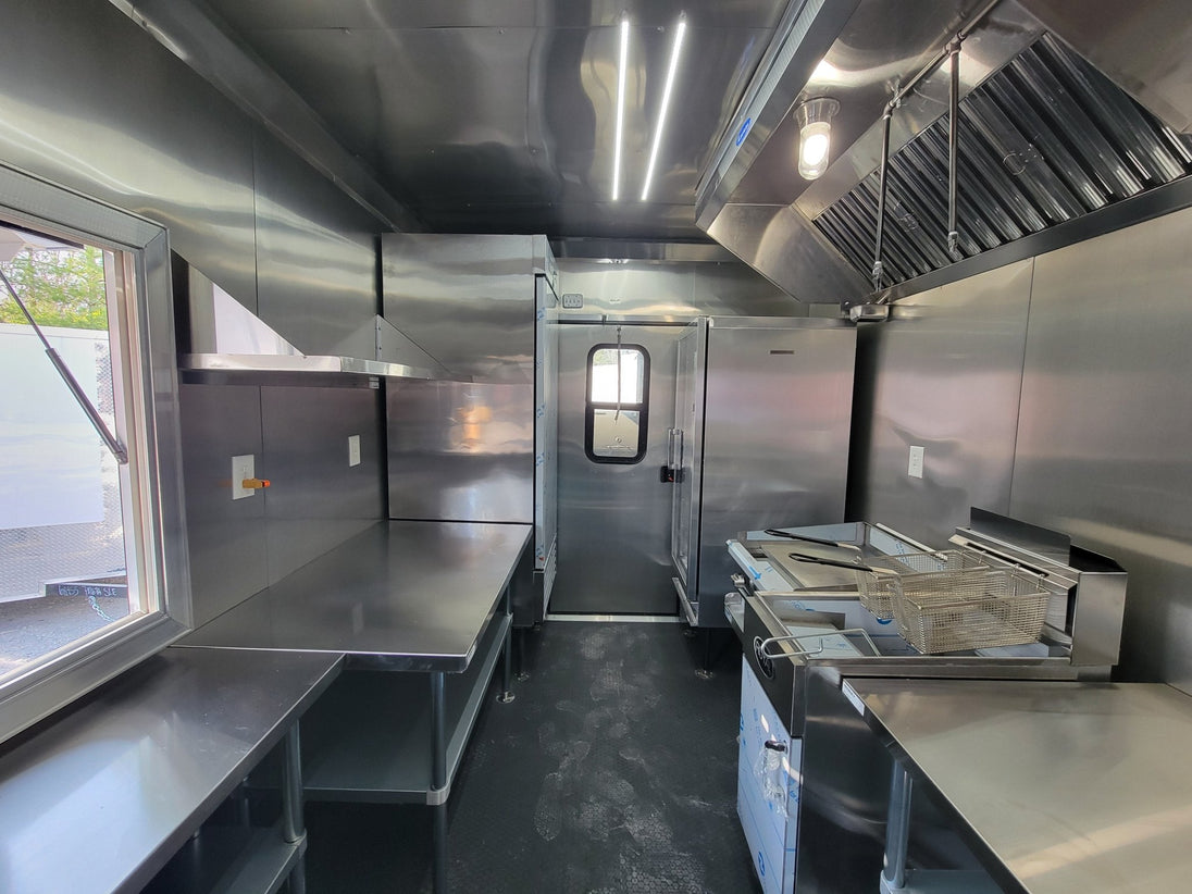 8.5' X 22' Concession Trailer Black With Blackout BBQ Event Catering 8' porch - SLE Equipment - 18