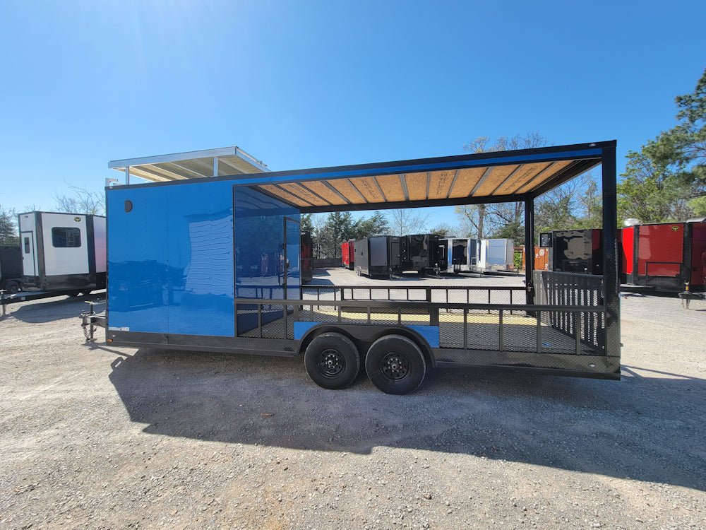 8.5' X 24' Hybrid Cobalt Blue With Blackout Trim and 16' Covered Porch - SLE Equipment - 8