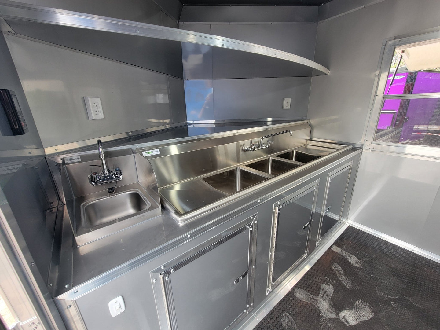 8.5' X 24' Concession Trailer Victory Red BBQ Event Catering With 12' Railed Porch - SLE Equipment - 11