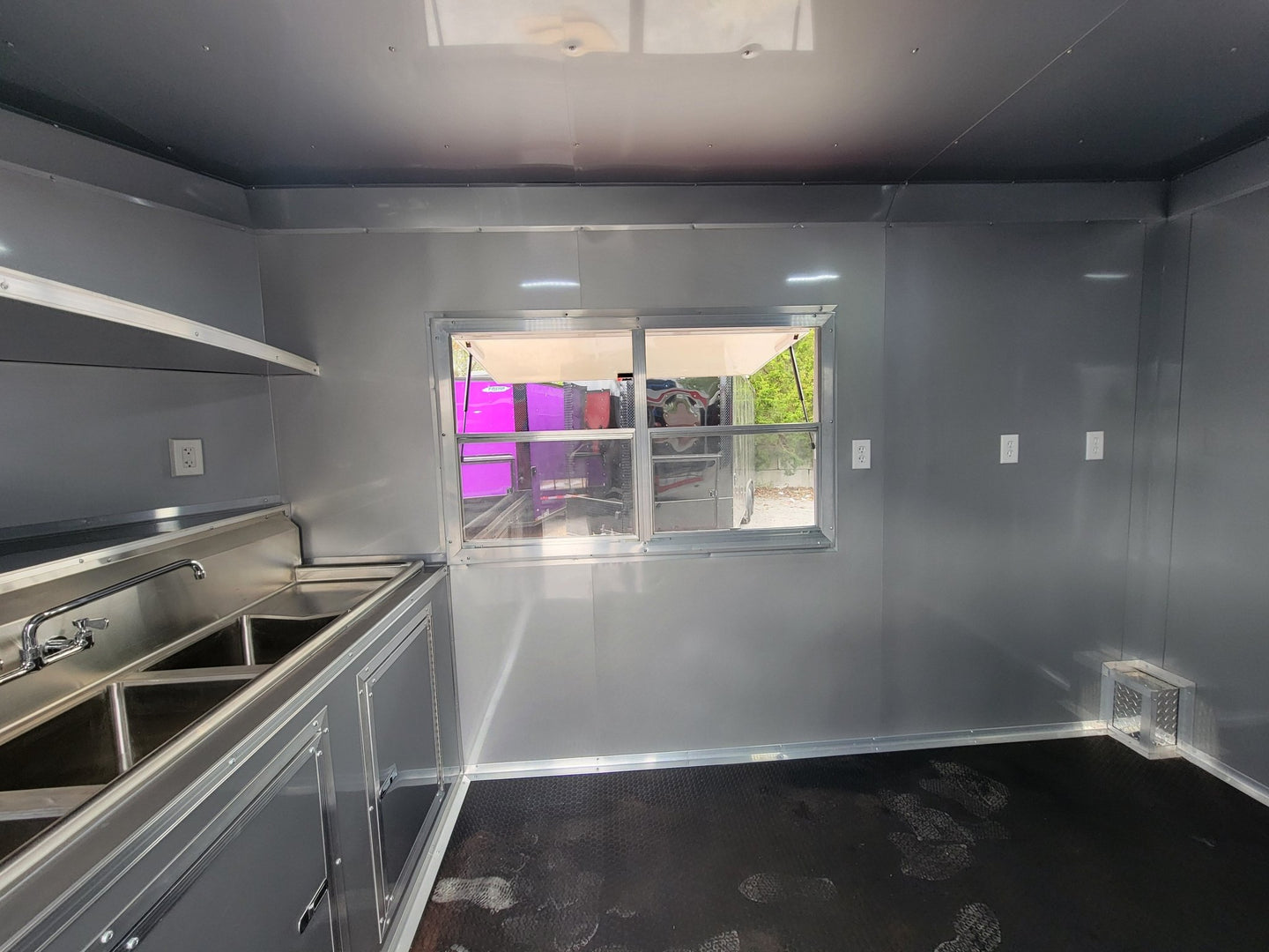 8.5' X 24' Concession Trailer Victory Red BBQ Event Catering With 12' Railed Porch - SLE Equipment - 12