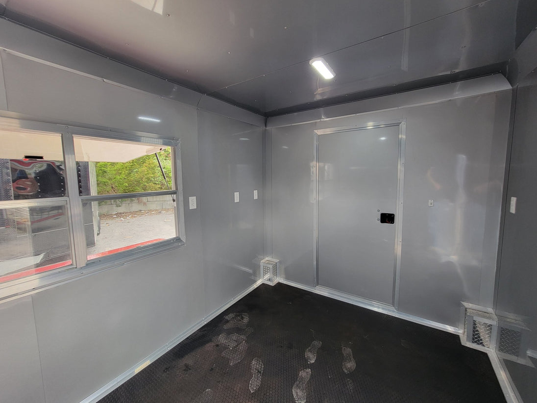 8.5' X 24' Concession Trailer Victory Red BBQ Event Catering With 12' Railed Porch - SLE Equipment - 13