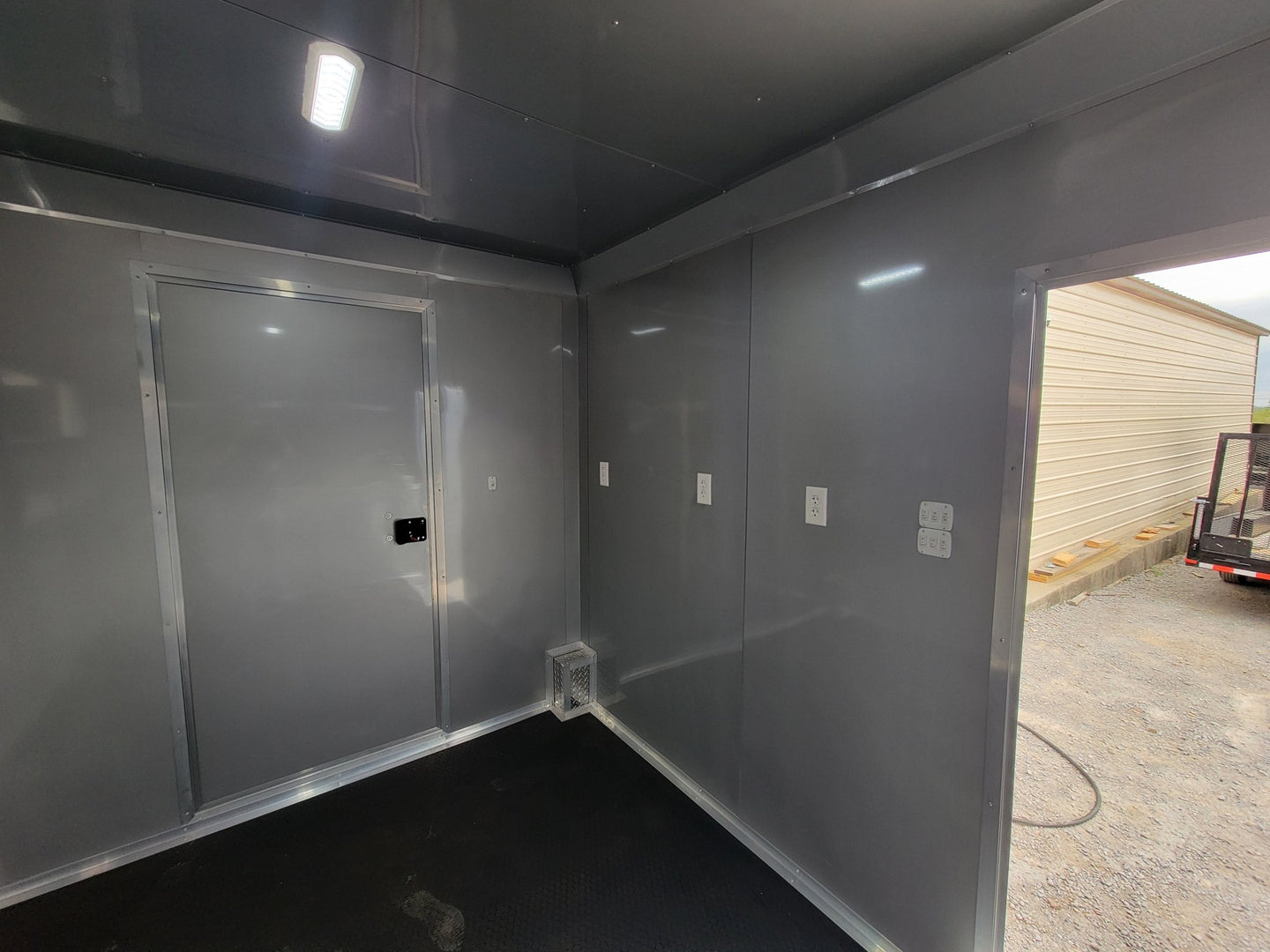 8.5' X 24' Concession Trailer Victory Red BBQ Event Catering With 12' Railed Porch - SLE Equipment - 14