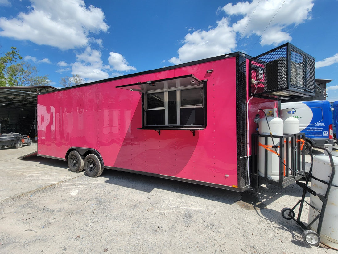 8.5' X 24' Pink With Blackout Concession Trailer Food Event Catering - SLE Equipment - 1