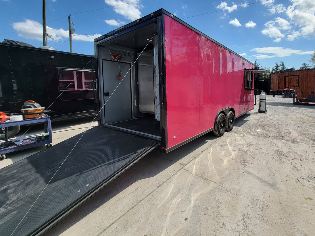 8.5' X 24' Pink With Blackout Concession Trailer Food Event Catering - SLE Equipment - 6