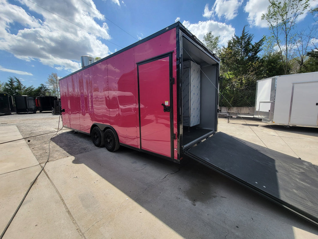 8.5' X 24' Pink With Blackout Concession Trailer Food Event Catering - SLE Equipment - 8