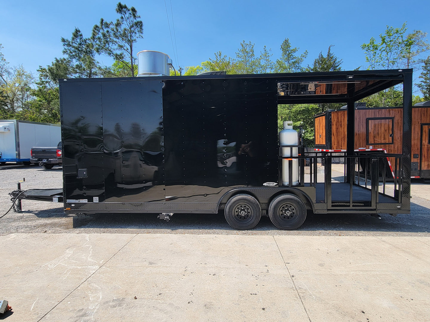 8.5' X 22' Concession Trailer Black With Blackout Trim 8ft BBQ Porch - SLE Equipment - 10