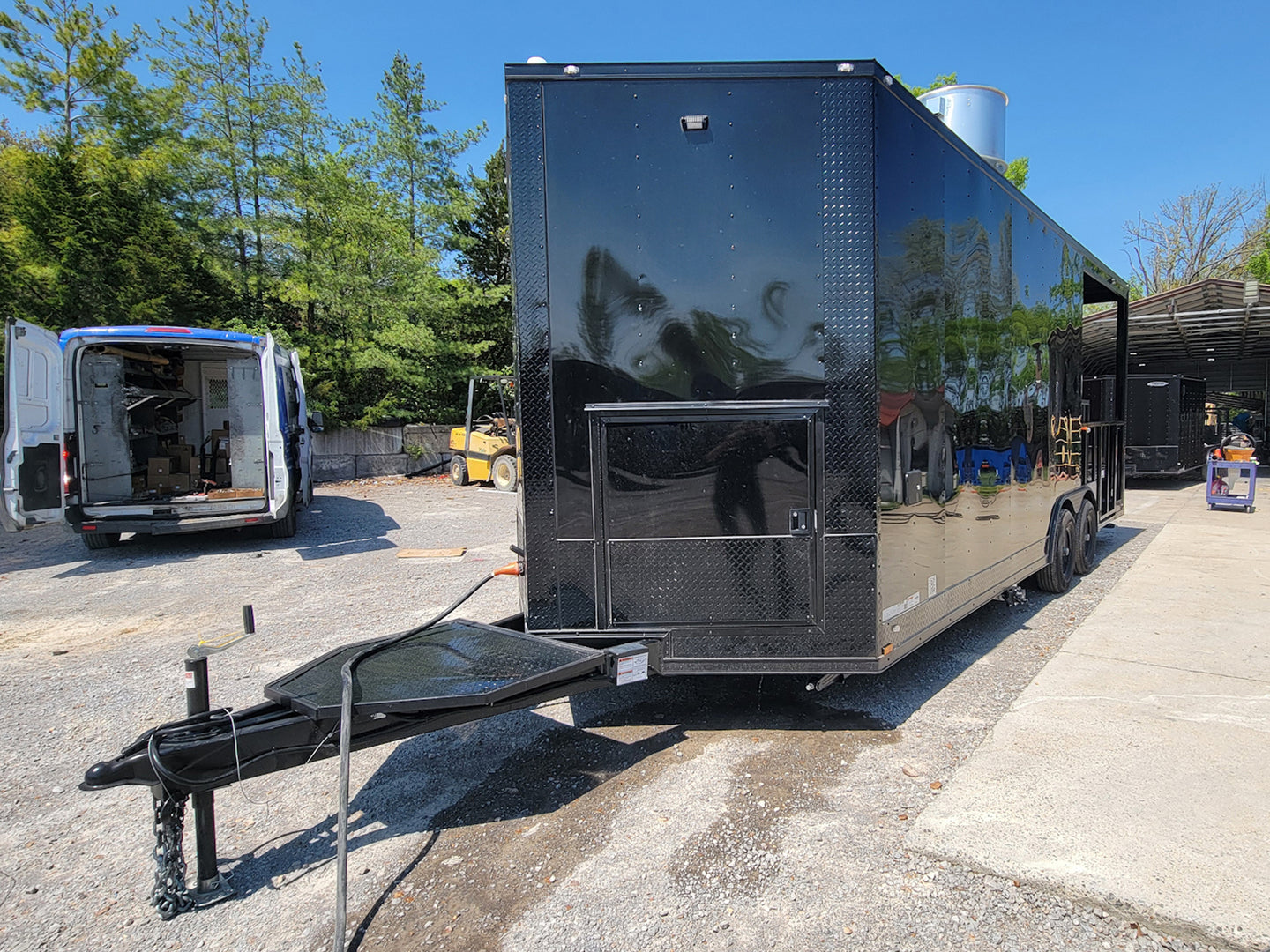 8.5' X 22' Concession Trailer Black With Blackout Trim 8ft BBQ Porch - SLE Equipment - 11