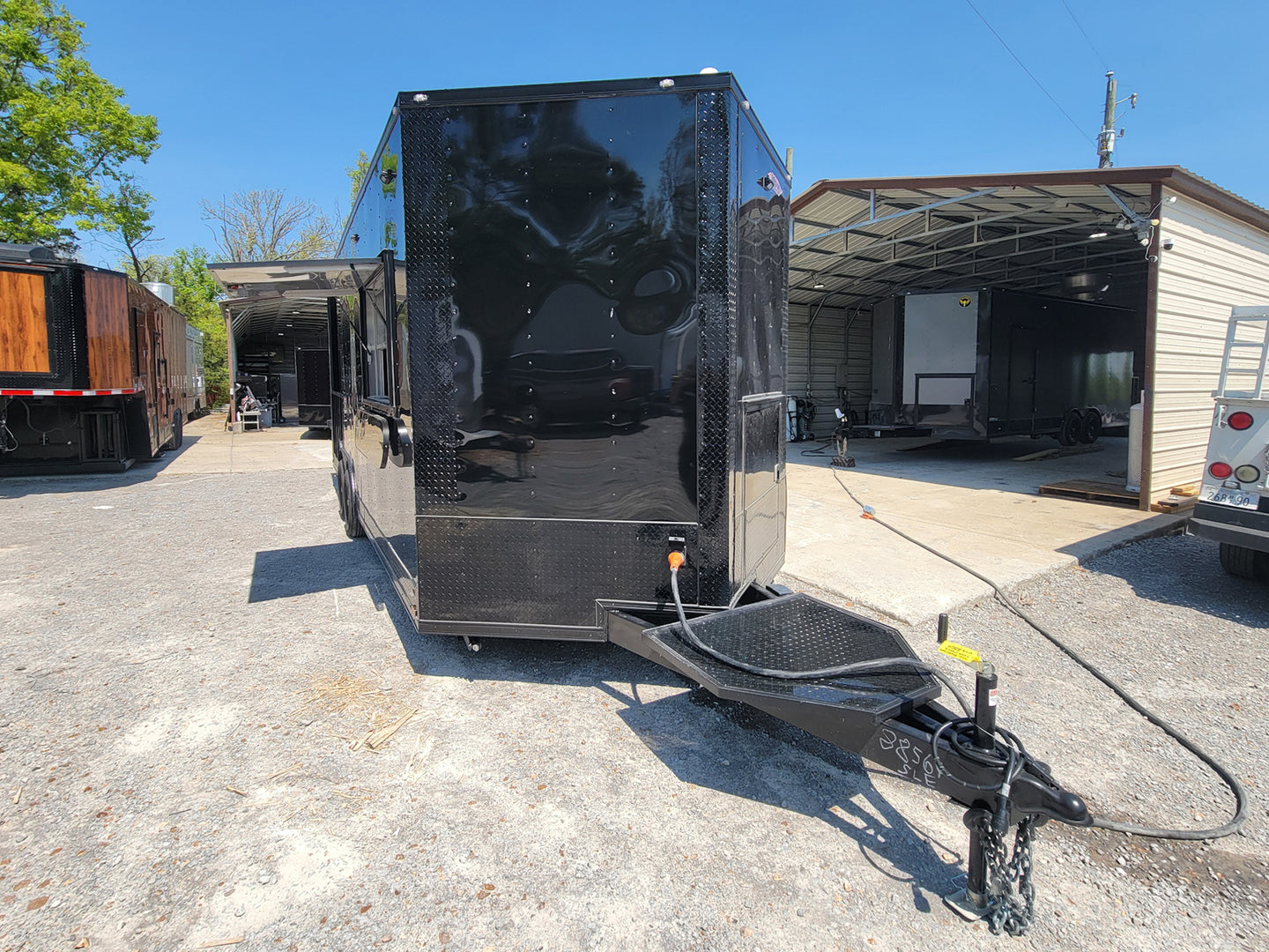 8.5' X 22' Concession Trailer Black With Blackout Trim 8ft BBQ Porch - SLE Equipment - 12