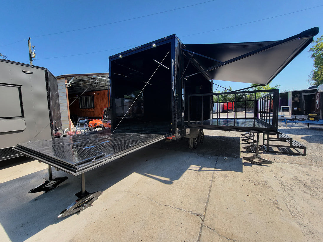 8.5' X 18' Custom Enclosed Stage and Event Deck over Blackout With Black Trim - SLE Equipment - 6