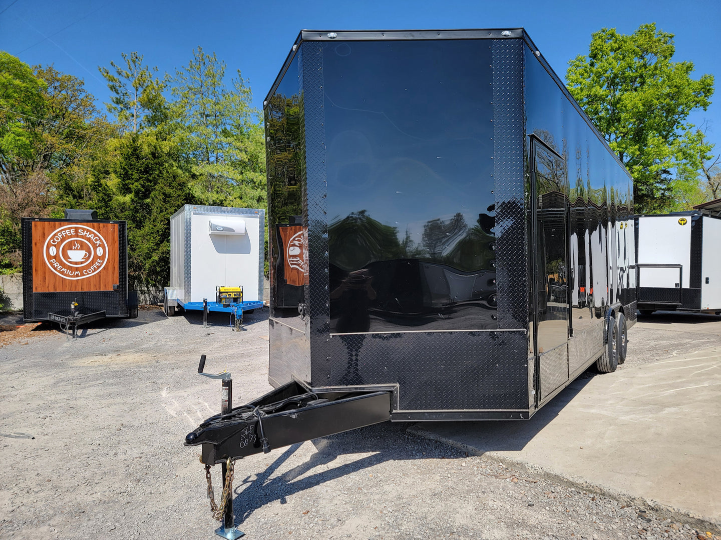 8.5' X 24' Custom Enclosed Stage Trailer Black With Black Out Trim and Awning - SLE Equipment - 2
