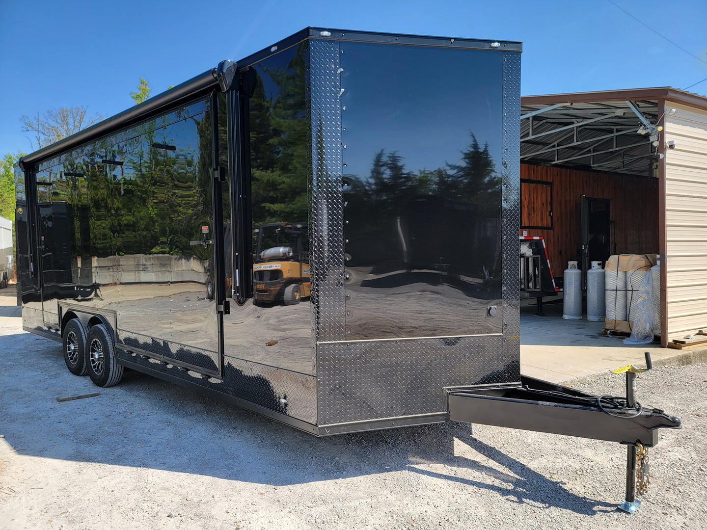 8.5' X 24' Custom Enclosed Stage Trailer Black With Black Out Trim and Awning - SLE Equipment - 3