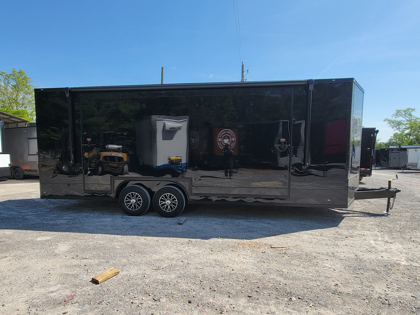 8.5' X 24' Custom Enclosed Stage Trailer Black With Black Out Trim and Awning - SLE Equipment - 4