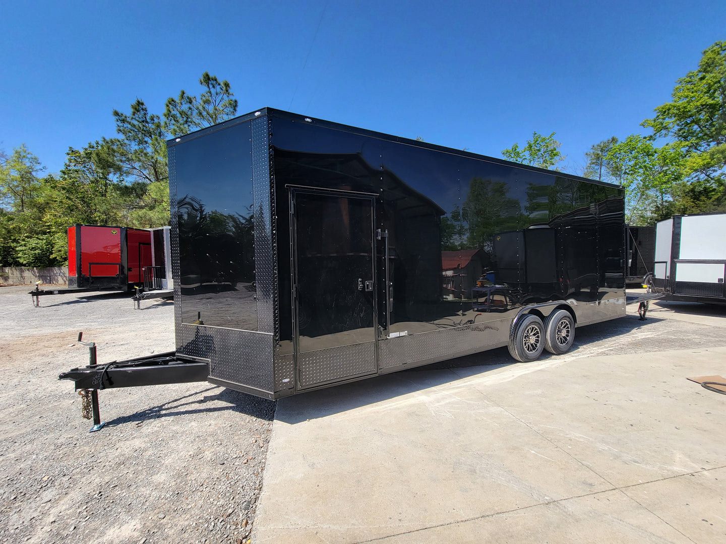 8.5' X 24' Custom Enclosed Stage Trailer Black With Black Out Trim and Awning - SLE Equipment - 15