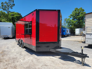 8.5' X 18' Red W/ Blackout Concession Trailer Food Event Catering - SLE Equipment - 1