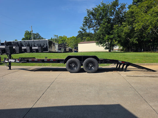 Used 7' x 18' I-Beam Equipment Trailer (2) 7K Axles Stand-Up Ramps 14K GVWR - SLE Equipment - 1