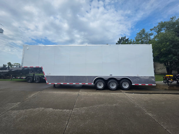 8.5' X 32' White Gooseneck Custom Enclosed Trailer (3) 7k Axles - SLE Equipment - 2