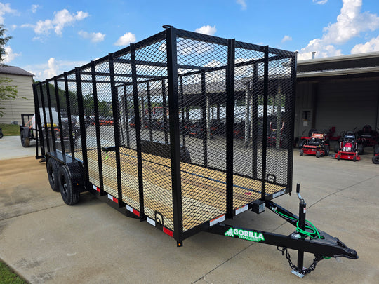 6.4x18 Debris Junk Trash Removal Leaf Trailer 6ft Mesh Sides (2) 3500lb Axles Tube Railing - SLE Equipment - 1