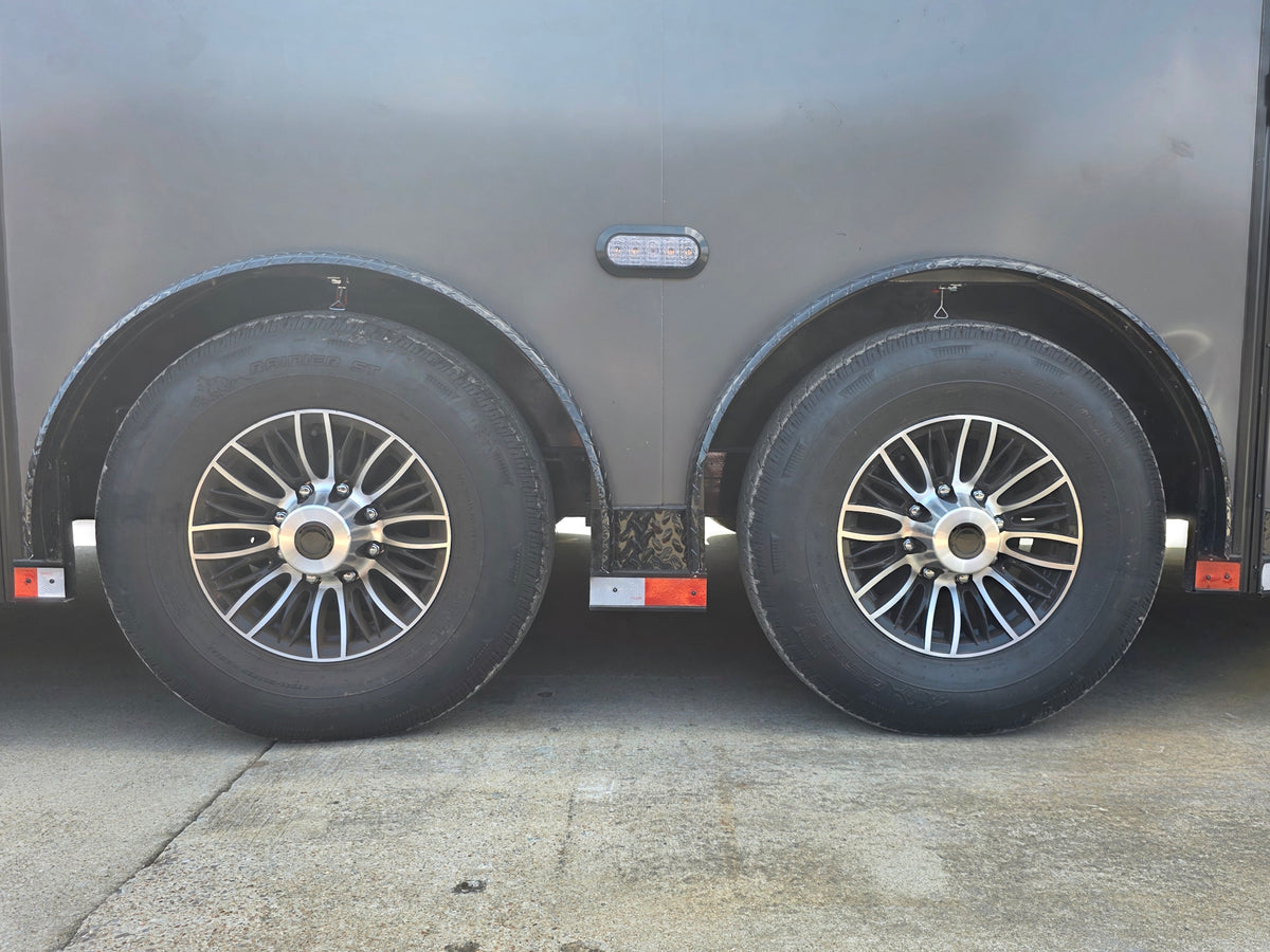8.5x28 Grey Enclosed Trailer For Race, Show Car Fully Loaded (2) 7,000LB Axle 14K GVWR - SLE Equipment - 34